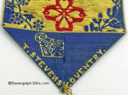 Stevens logo and Diamond registration mark on the reverse pointed end of this bookmark