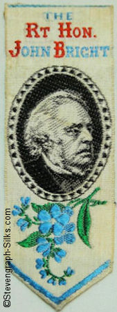 Small bookmark with title words above portrait