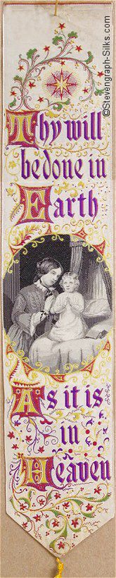 Bookmark with title words and image of mother and child