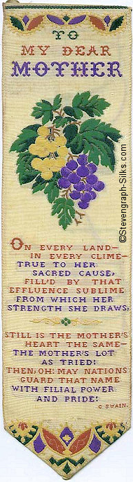 Bookmark with words and image of bunch of red and white grapes