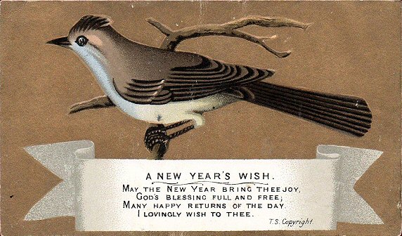 Bird printed card - A New Year's Wish