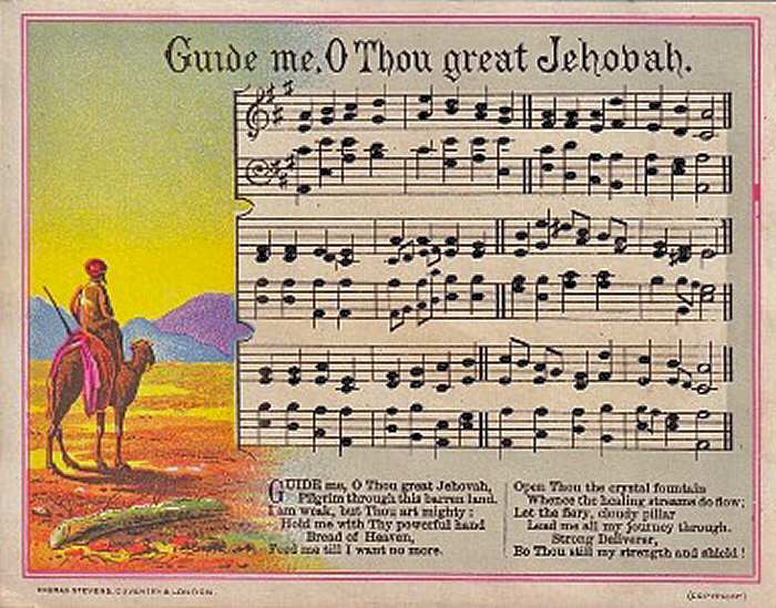 Music printed card - Guide me, O Thou great Jehovah