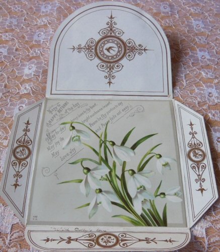 view of open printed card envelope