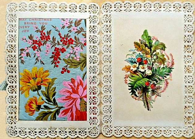 multiple printed cards joined together, with words printed inside - May Christmas bring you every joy