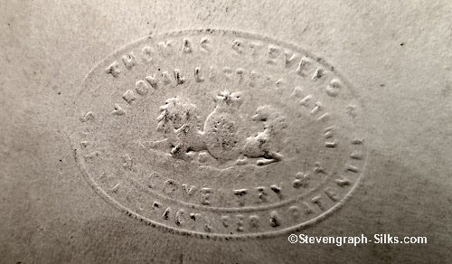 image of embossed Stevens credit on the reverse of this silk