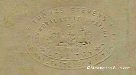 image of embossed Stevens credit on the reverse of this silk