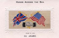 S.S. Arabic Hands Across the Sea postcard