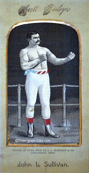 Stevens woven portrait of the American boxer, John L Sullivan, with J J Mannion credit